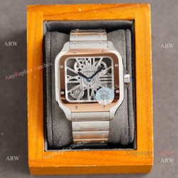 New Two Tone Rose Gold Santos de Cartier Skeleton watch WHSA0016