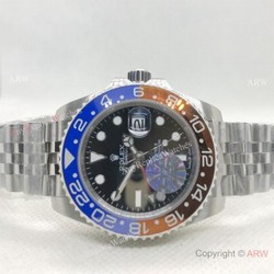 Copy Rolex GMT-Master II Blue/Brown Bezel Stainless Steel Watch 40mm NEW Jubilee Strap