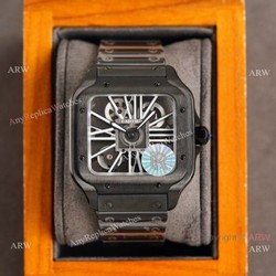 New Replica Santos de Cartier Skeleton watch All Black  Swiss Quality