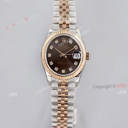 1:1 EWF Rolex Datejust Rose Gold Chocolate Dial With Diamonds High End Replica Watch