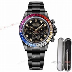 2021 New! Swiss Replica Daytona Rolex BLAKEN Rainbow Watch Swiss 7750 Diamond Markers
