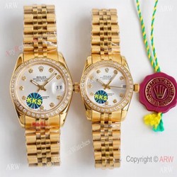 Replica ROLEX Datejust All Gold Diamond 28mm/36mm Citizen 8215 Watch