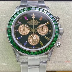 (2022 New) IPK Factory Rolex Daytona Green Bezel Swiss 7750 Watch 904L Stainless Steel 40mm