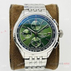 G8 Factory Breitling Premier B01 Chronograph Copy Watch A7750 Olive Green Dial 316L Steel