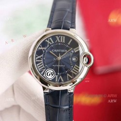 Fake Balloon Blue Cartier V6 Blue Dial Watch with Blue Leather Strap