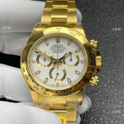 Noob Factory 1:1 Cal.4130 Rolex Daytona Yellow Gold  White watch Replica 40mm