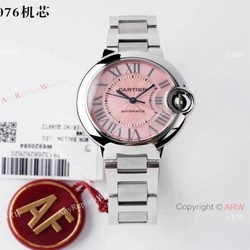 AF 1:1 Best Edition Cartier Ballon Bleu 33mm Watch Pink Dial