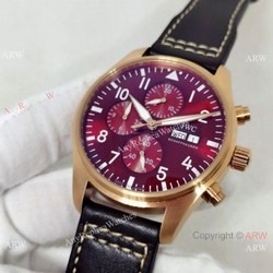 Best Replica IWC Pilots Cherry red Face Rose Gold Automatic Watches