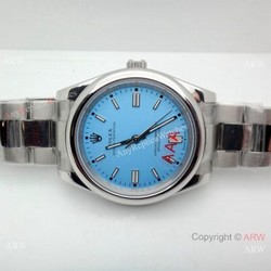 New Rolex Oyster Perpetual 36mm Watch Stainless Steel Turquoise Blue Dial
