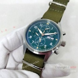 New Copy IWC Pilots 43mm Green Nylon Strap Watch Automatic