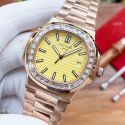 New Patek Philippe Nautilus Lemon Dial Diamond bezel Watches Automatic