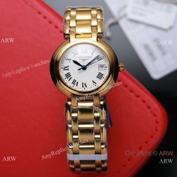 Swiss Quartz Longines PrimaLuna Replica Watches All Gold White Face