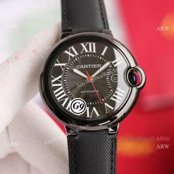 New Replica V6 Balloon Blue Cartier All Black Leather Watch