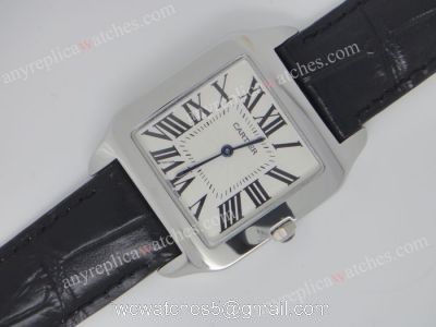 Replica Cartier Tank Watch Black Leather Strap