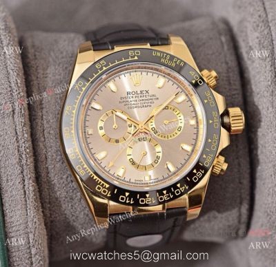 New Replica Rolex Daytona Watch Gold Case Gray Dial