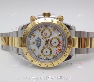 High Quality Daytona 2-Tone White Face Diamond Watch
