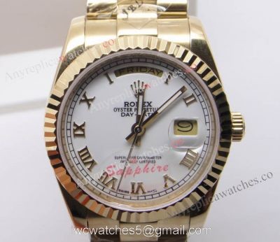 Replica Rolex Day-date Yellow Gold Watch White Face