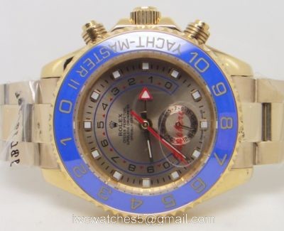 Rolex Yachtmaster 2 Gold Replica Watch 44mm / Gray Face / Blue Ceramic