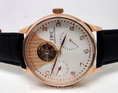 Rose Gold IWC TOURBILLON SCHAFFHAUSEN Automatic White Face