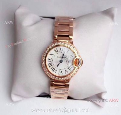 Copy Ballon Bleu de Cartier Rose Gold watch Swiss Quality