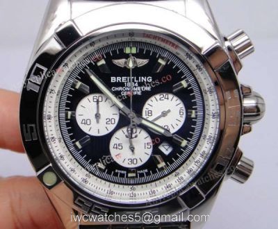 Breitling Chronomat B01 Watch Chronometre Certifie SS Black  Quartz Movement