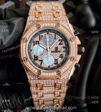 High Quality Audemars Piguet Royal Oak Offshore Watch Rose Gold Full Diamond