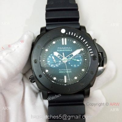 Copy Panerai Submersible Rubber Strap Black Case Watch PAM983