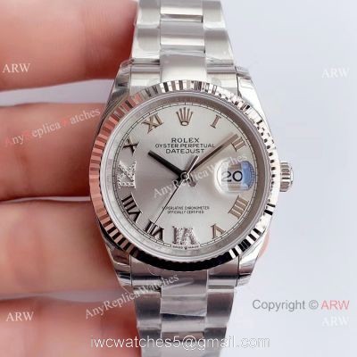 (EW) Replica Rolex Datejust 36mm Watch SS Silver Dial Oyster Band Rolex EW Factory