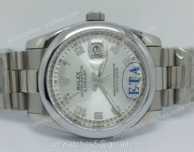 Rolex Datejust Swiss Replica Watch SS Silver Arabic Dial for Men