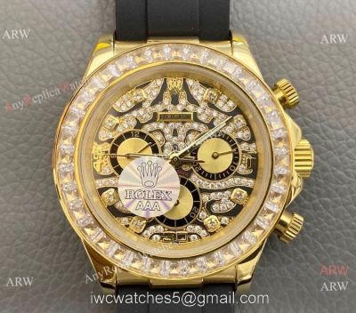 Rolex Daytona Yellow Gold Leopard Dial 43mm Rolex Oysterflex Replica Watch