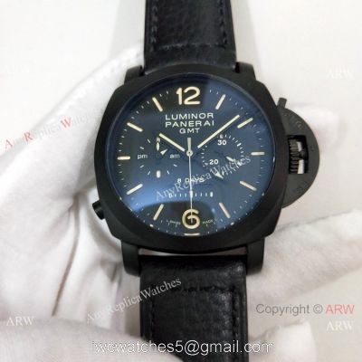 Replica Panerai Luminor GMT PAM 317 Watch Black Case Brown Markers