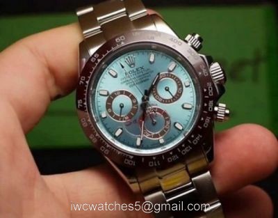 Rolex Daytona Replica Watch SS Ice Blue Dial / Brown Ceramic Bezel 40mm