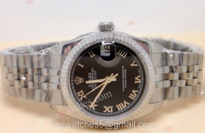 Buy Fake Rolex Datejust Watch Stainless Steel Jubilee Band Black Roman Watch
