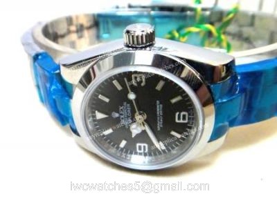 Rolex Explorer Oyster Band Black Face Replica Ladies Watch