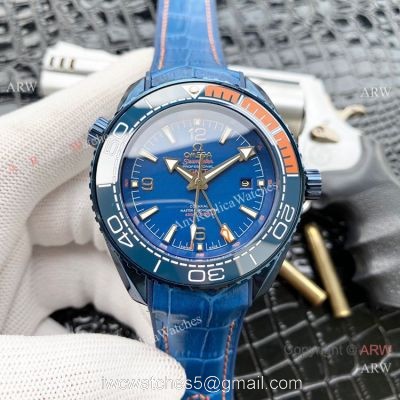 Faux Omega Seamaster Planet Ocean GMT Watches Blue Case
