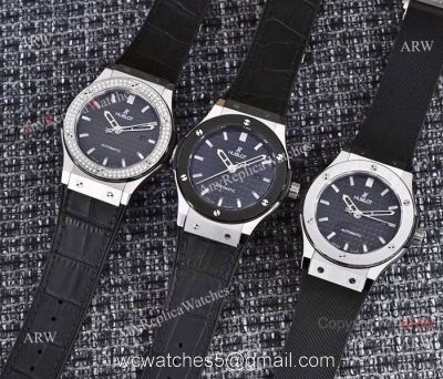 High Quality Hublot Classic Fusion 42mm Watches SS Black Gummy Band