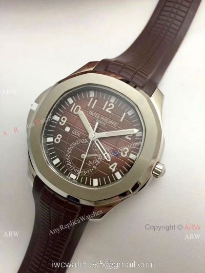 Patek Philippe Copy Aquanaut Travel Time Men Watch  Brown Rubber Band 42mm