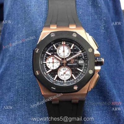 Copy Audemars Piguet Offshore 44mm Watch Rose Gold Black Rubber Strap