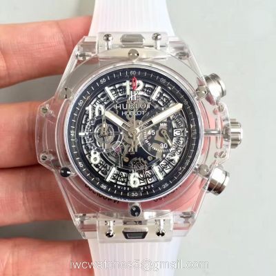 2018 Baselworld Hublot Unico Sapphire Replica White Rubber All Transparent Case Hublot Big Bang Watch