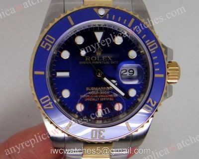 Ceramic Bezel Rolex Submariner Two Tone Blue Face Watch