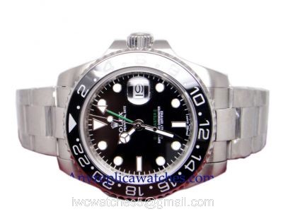 Replica ROLEX GMT-MASTER II Watch SS Case Black Ceramic Bezel
