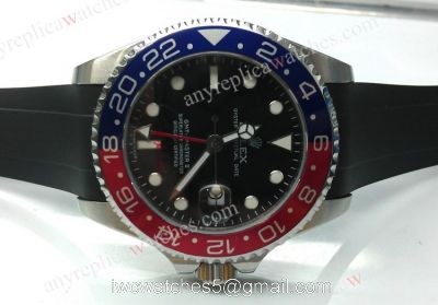 Low Price Rolex GMT Master II Pepsi Replica Watch Ss Black Rubber Strap