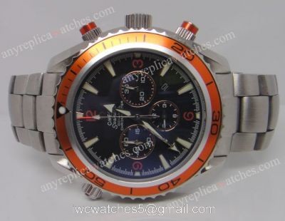 Replica Omega Planet Ocean Seamaster Watch  Orange Bezel SS Chronograph Dial