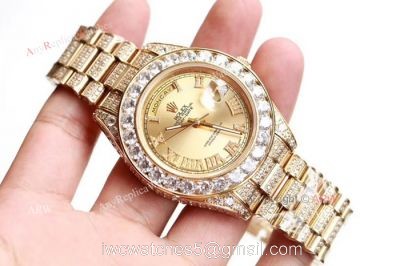 Swiss Grade 1 Replica Rolex Presidential Diamond DayDate Watch Yellow Gold 39mm