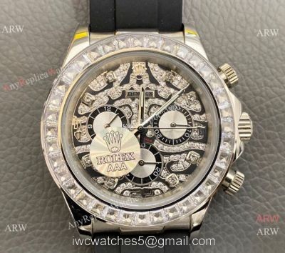 New Rolex Daytona Rubber Strap Replica Watch Stainless Steel Leopard Dial