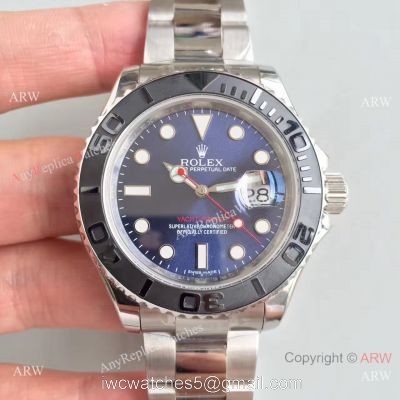 New Replica ROLEX Yacht-Master watch  SS Black Bezel Blue Dial 40mm Watch