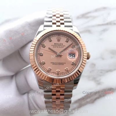 (EW) Swiss Diamond Rolex Replica Watch 2 Tone Rose Gold Rolex Datejust II ETA3255