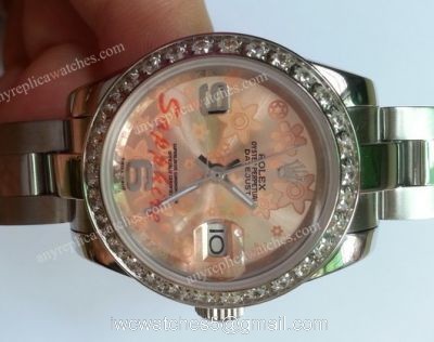 Rolex Datejust SS Pink Flower Dial Ladies Watch  China AAA Replica Watches