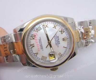Fake Rolex Datejust Watch 2-Tone Oyster Roman Markers Men Watch