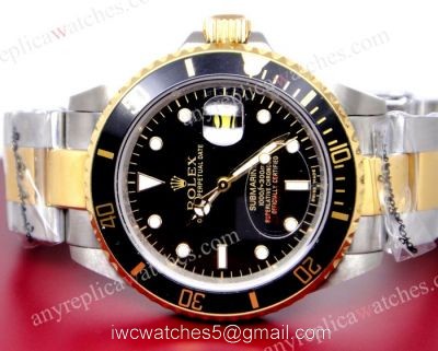 Classic Model Rolex Two Tone Submariner Black Dial High Quality Copy Watch